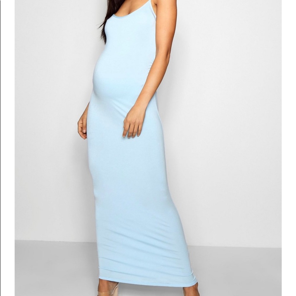 Baby blue maternity maxi dress